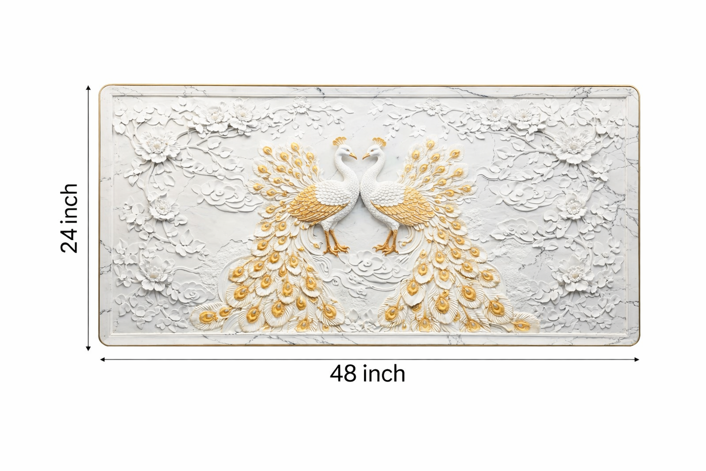 Premium Peacock Design Modern Crystal Wall Painting For Home [ 24 x 48 Inches ] Style 4