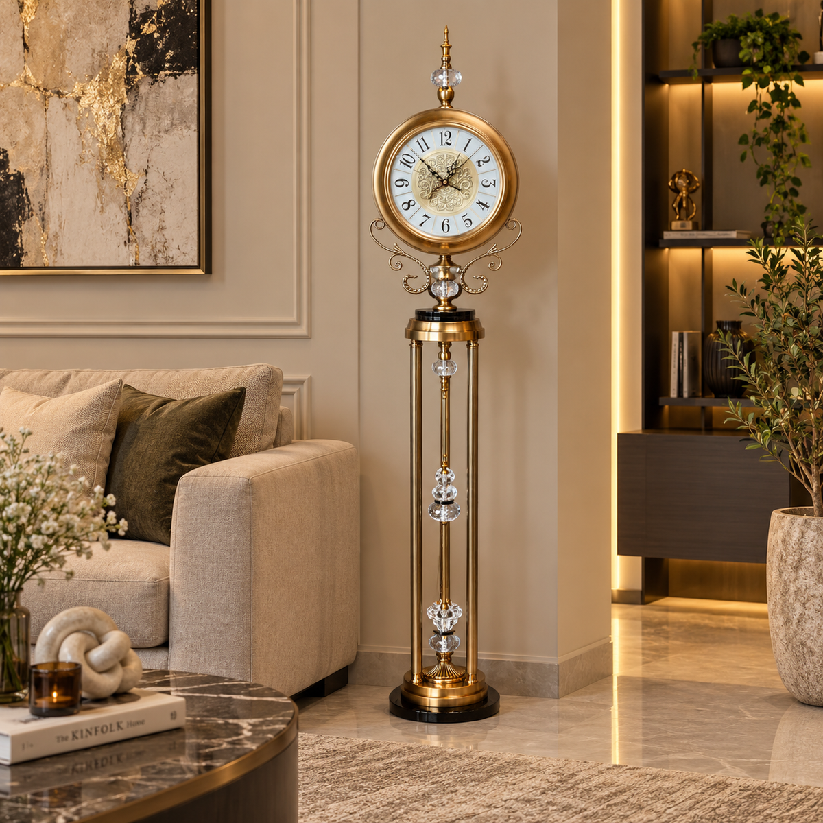 Premium Metal Tripod Standing Floor Clock For Home Decor