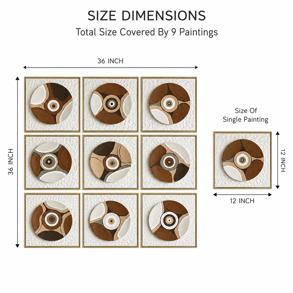 9-Piece 39-Piece 3D Abstract Textured Wall Art Set – Brown & Beige Modern Wall Décor for Living Room