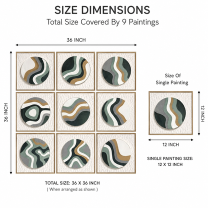 9-Piece 39-Piece 39-Piece 3D Abstract Textured Wall Art Set – Green & Gold Modern Wall Décor for Living Room