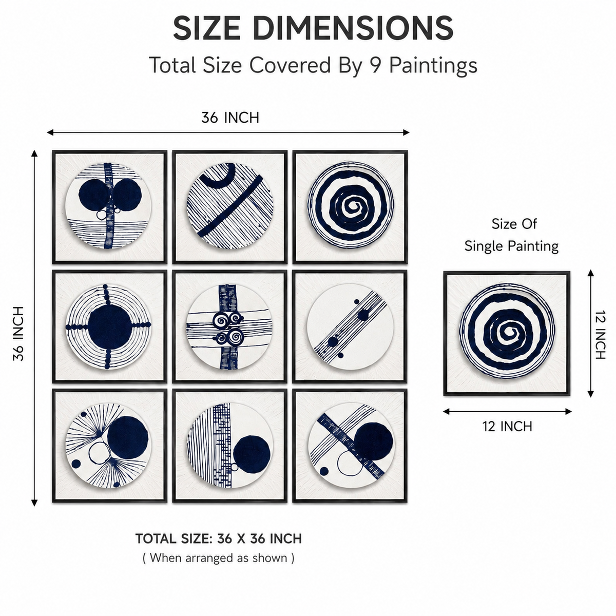 9-Piece 3D Abstract Black & White Wall Art Set – Modern Textured Wall Décor for Living Room