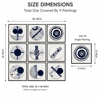 9-Piece 3D Abstract Black & White Wall Art Set – Modern Textured Wall Décor for Living Room