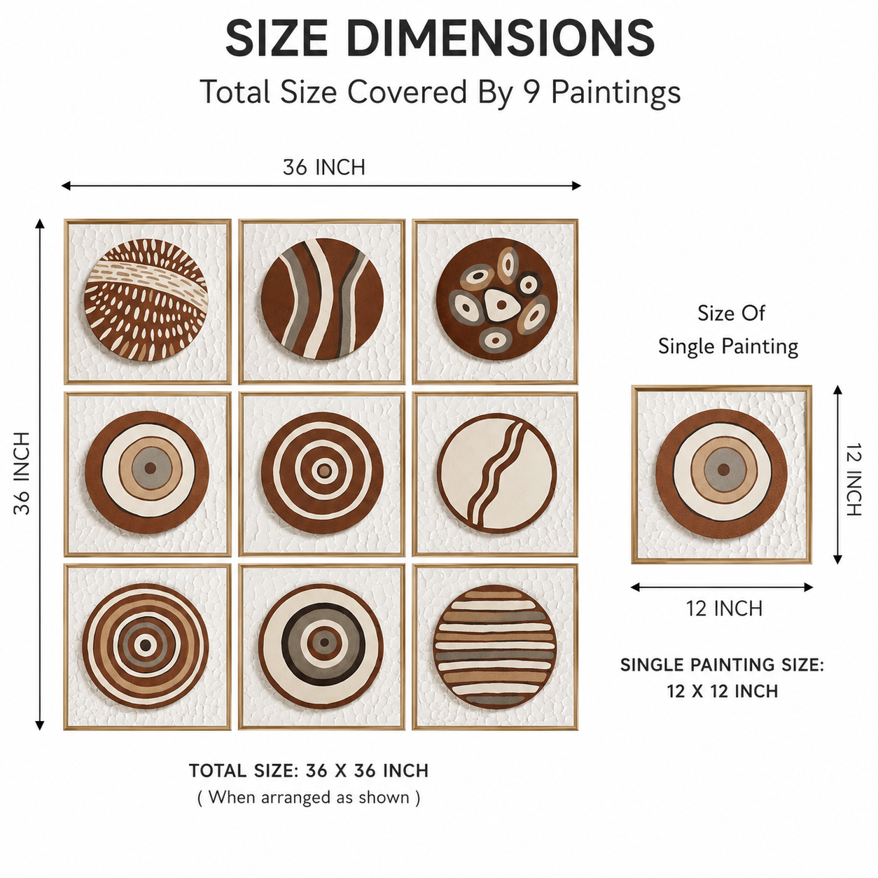 9-Piece 3D Abstract Geometric Wall Art Set – Beige & Brown Textured Wall Décor for Living Room