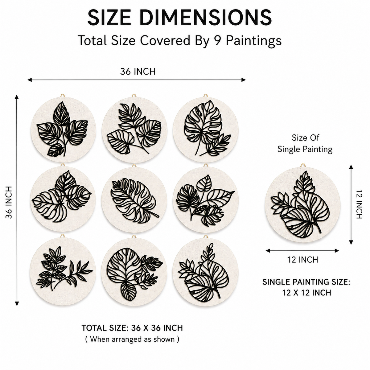 9-Piece Botanical Leaf Wall Art Set – Modern 3D Textured Wall Décor for Living Room