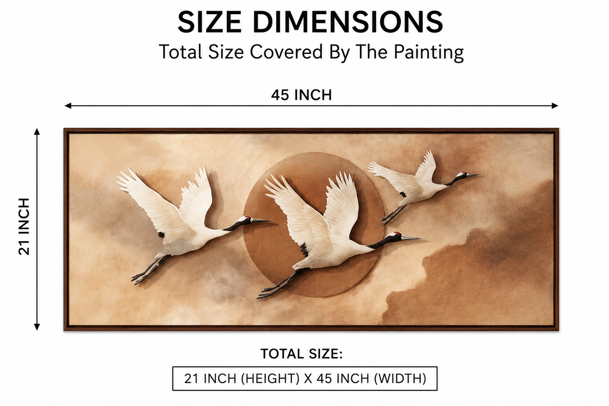 3D Flying Cranes Textured Wall Art – Modern Luxury Wall Painting for Living Room