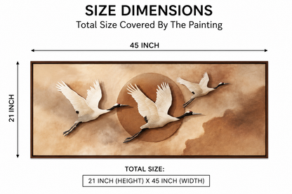 3D Flying Cranes Textured Wall Art – Modern Luxury Wall Painting for Living Room