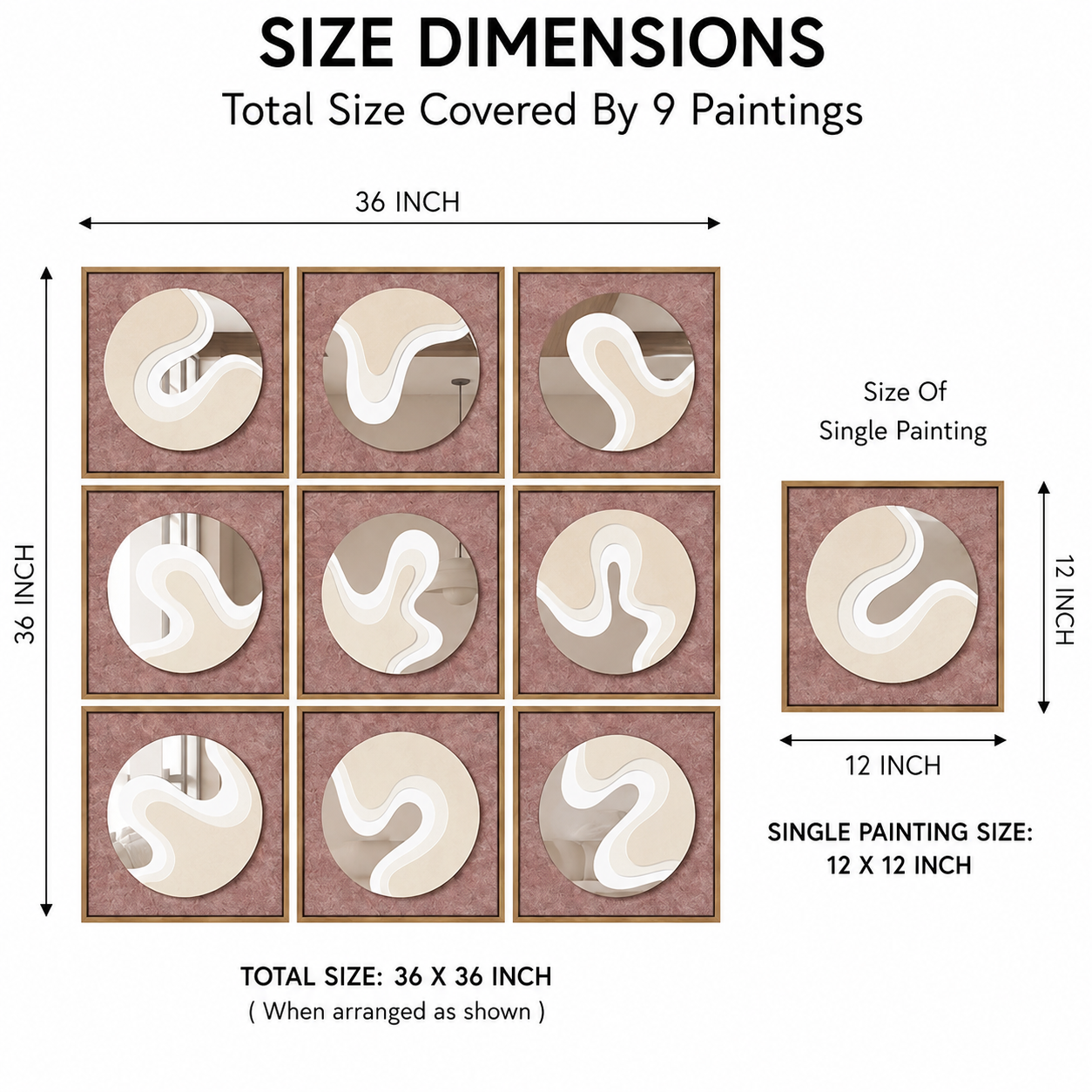9-Piece 3D Abstract Mirror Wall Art Set – Modern Luxury Textured Wall Décor for Living Room