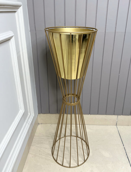 PVD Gold Metal Planter With Gold Stand