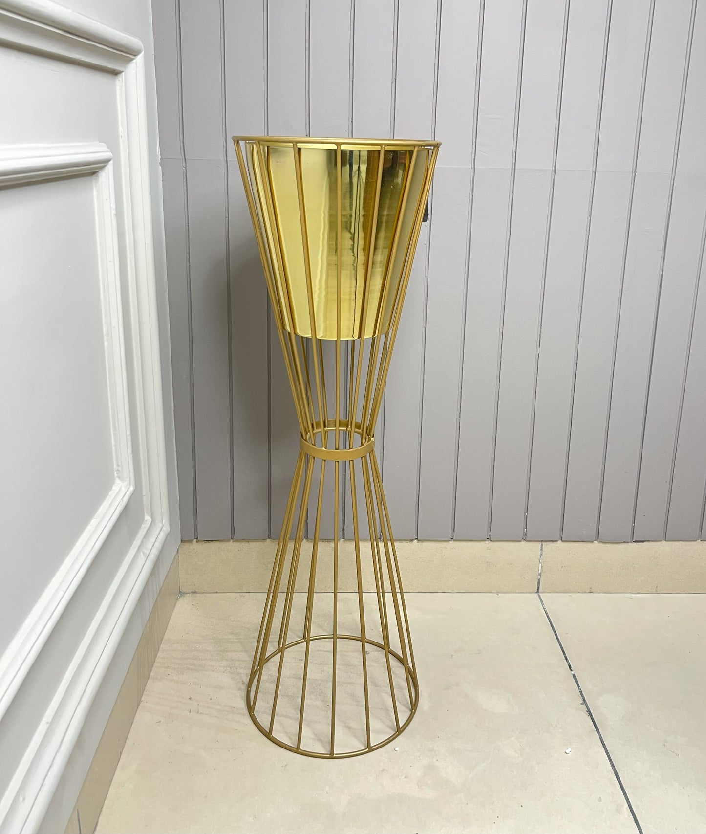 PVD Gold Metal Planter With Gold Stand