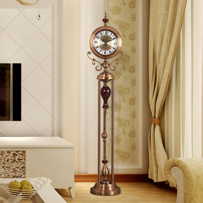 Premium Metal Tripod Gear Standing Wall Clock With Gold Framing For Home Decor