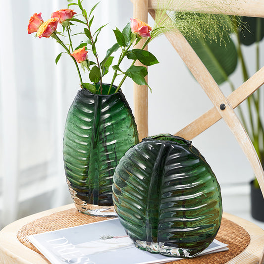 Engraved Green Flower Vase - Pack of 2