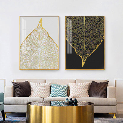 Modern Crystal Glass Painting Set - 2 Panels, 16x24 Inches Each, Golden Frame