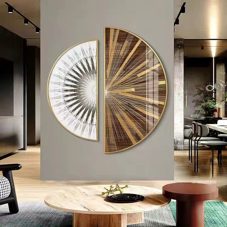 Modern Crystal Painting With Metal Framing For Home Decor [ Pack of 2 ]