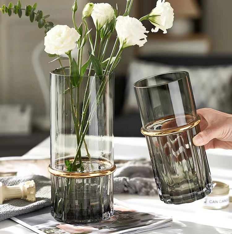 Smoky Glass Flower Vases - Set of 3