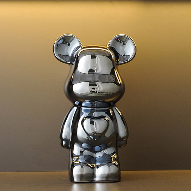 Glossy Silver Teddy Figurine