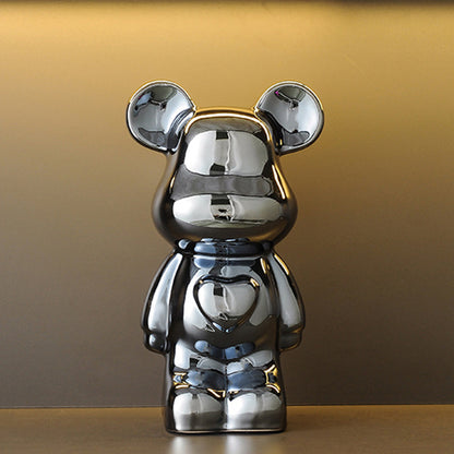 Glossy Silver Teddy Figurine