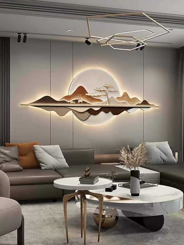 Modern Crystal Wall Art with LED Light - 62 x 24 Inch Size, Crystal and Glass Work - Imported