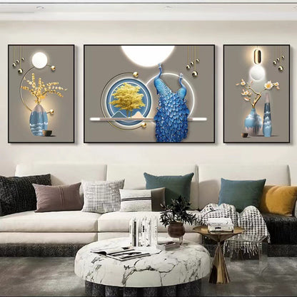 Modern Framed Crystal Glass Painting - Set of 3 (Pearl Work)