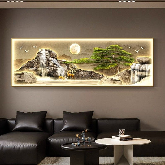 Modern Crystal Wall Art  For Wall Decor With LED Light [ 72 x 24 Inch ] Style 4