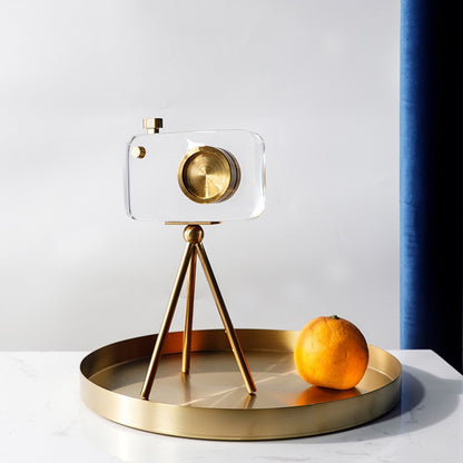 Crystal Camera With Metal Base For Home Decor