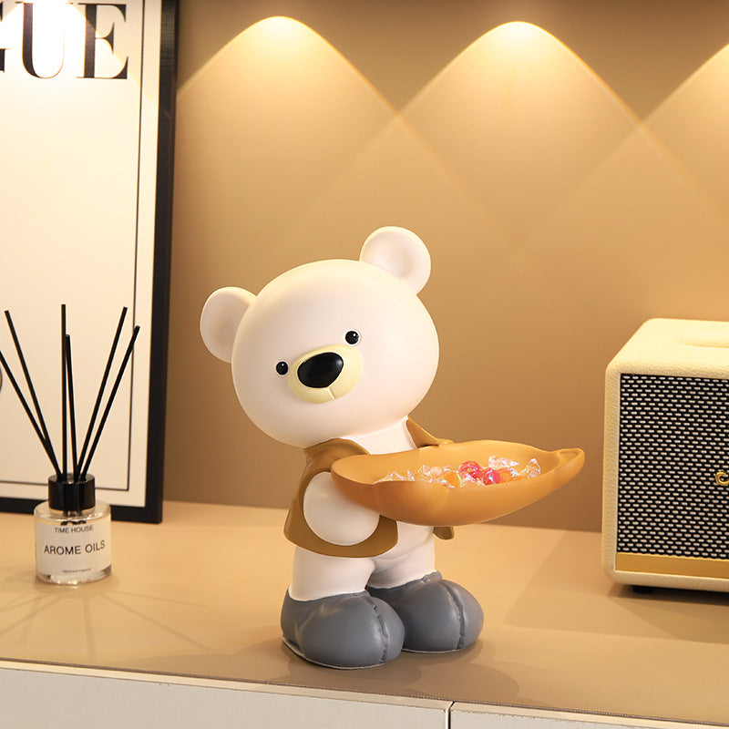 Cute Bear With Tray Figurine