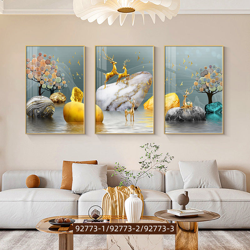 Modern Crystal Painting Set with Metal Framing - Golden Frame, Crystal & Glass Work [Set of 3 ] (Copy)