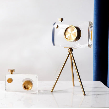 Crystal Camera With Metal Base For Home Decor