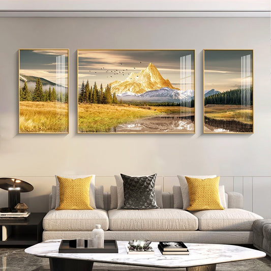Modern Crystal Wall Paintings With PVC Framing - Set of 3 [Style -3]