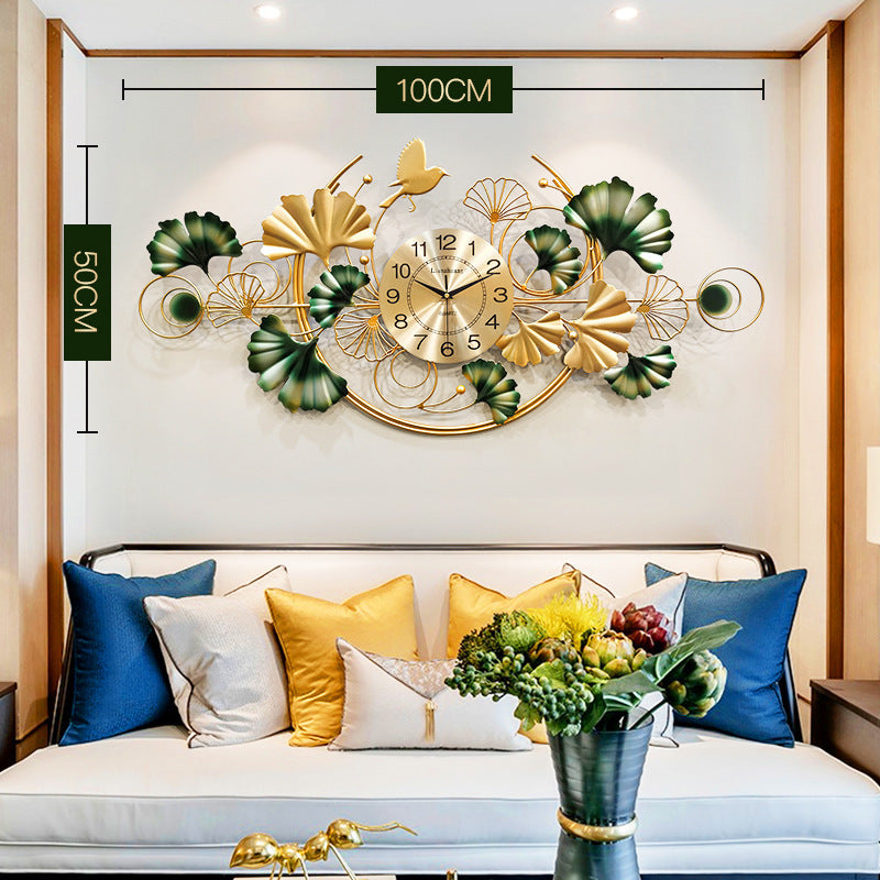 Floral Metal Wall Clock - Resilient Iron, Powdercoated, 39 x 19 Inches