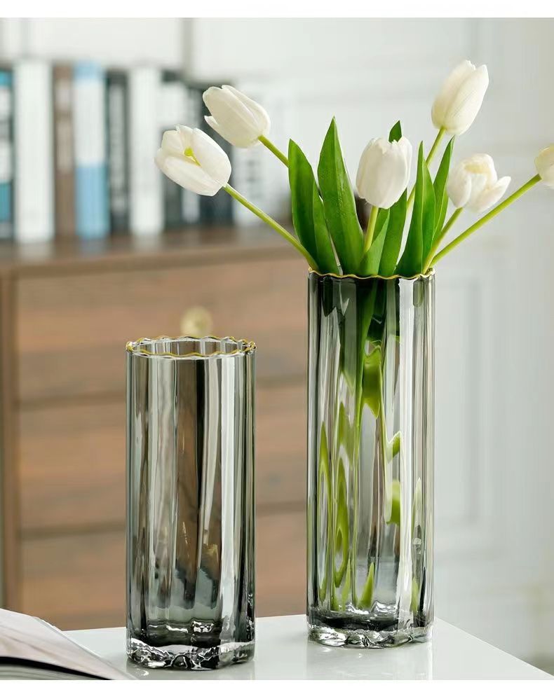 Smoky Glass Flower Vase - Pack of 2