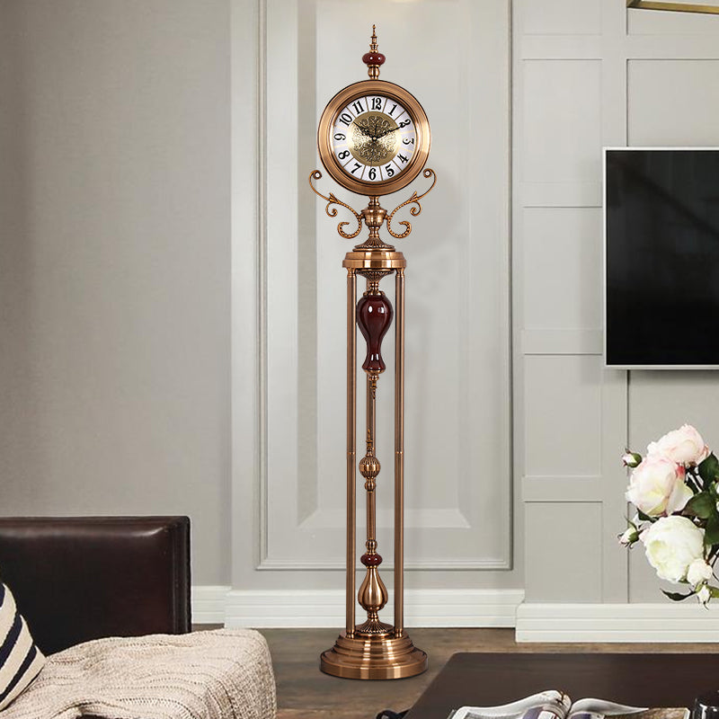 Premium Metal Tripod Gear Standing Wall Clock With Gold Framing For Home Decor