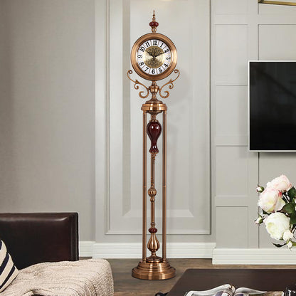 Premium Metal Tripod Gear Standing Wall Clock With Gold Framing For Home Decor