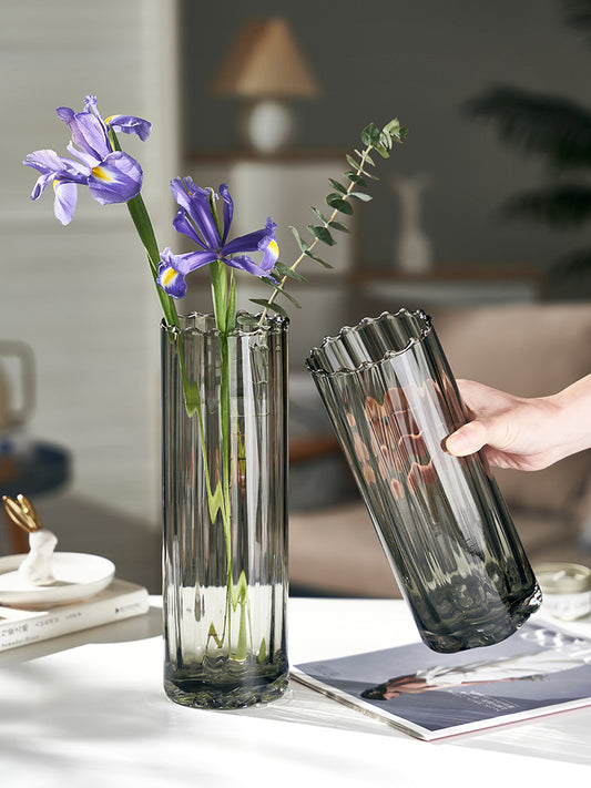 Smoky Glass Flower Vase - Pack of 2