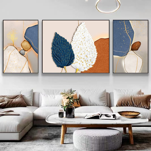 Modern Crystal Painting With Metal Framing For Wall Decor [ Pack of 3 ]
