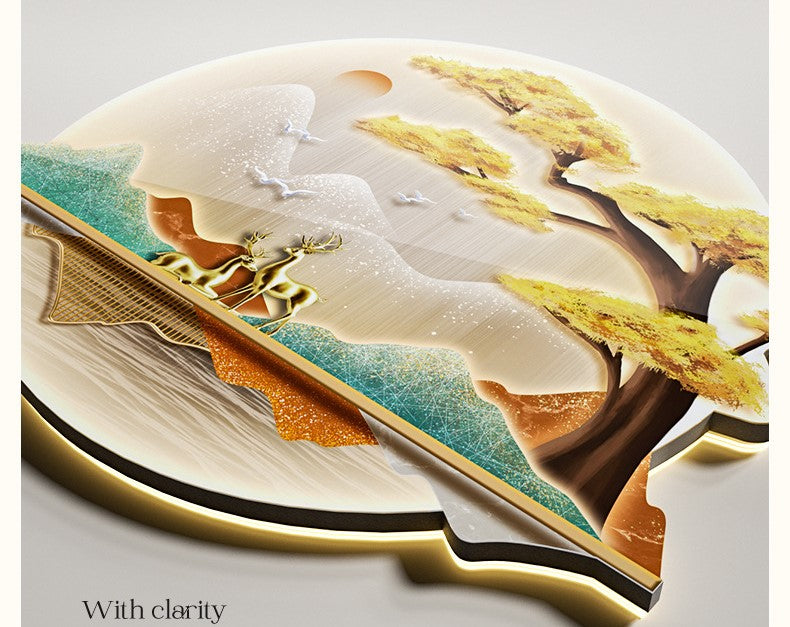 Modern Crystal Wall Art with LED Light - 62 x 24 Inch, Crystal and Glass Work, Imported Packaging