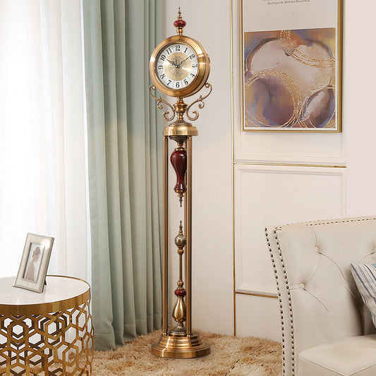 Premium Metal Tripod Gear Standing Wall Clock With Gold Framing For Home Decor
