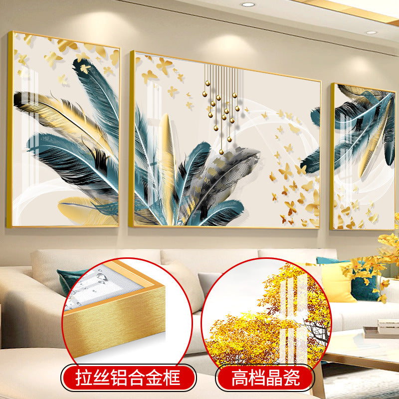 Modern Crystal Painting With Metal Framing For Wall Decor [ Pack of 3 ]
