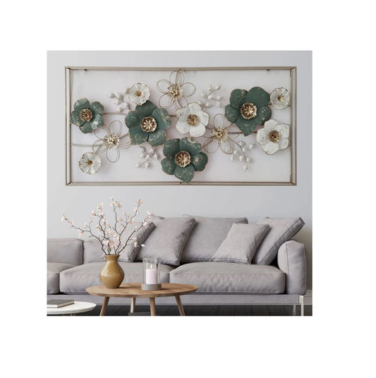 Double Frame Floral Metal Wall Art For Wall Decor