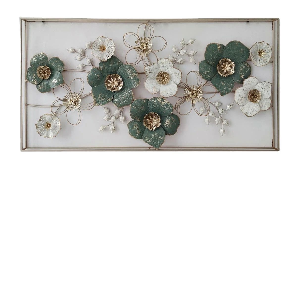 Double Frame Floral Metal Wall Art For Wall Decor