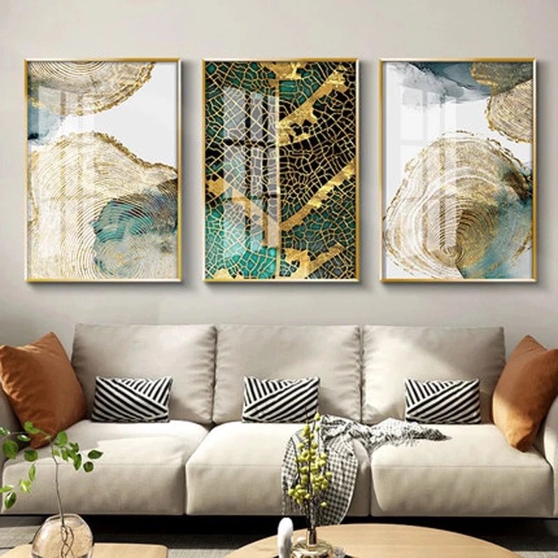 Modern Crystal Painting With Metal Framing For Home Decor [ Pack of 3 ]