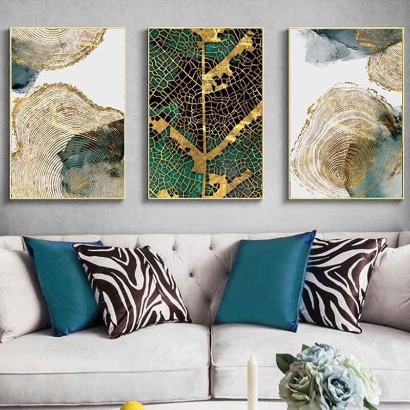 Modern Crystal Painting With Metal Framing For Home Decor [ Pack of 3 ]