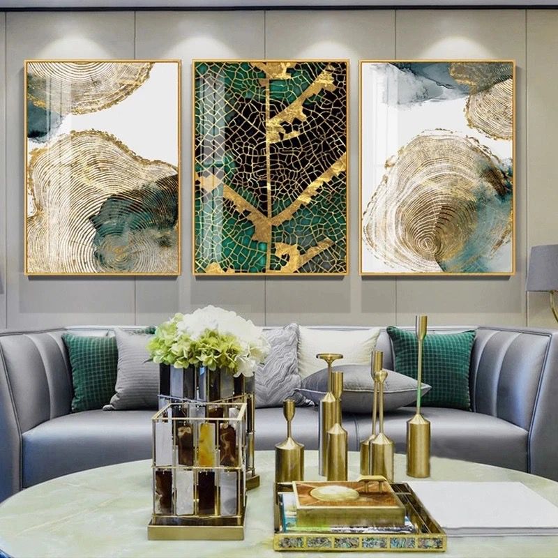 Modern Crystal Painting With Metal Framing For Home Decor [ Pack of 3 ]