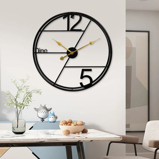 Black Metal Wall Clock - 24 Inch, Vintage Pattern, Resilient & Stylish
