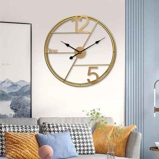 Gold Metal Wall Clock - 24 Inch Vintage Design for Elegant Living Spaces