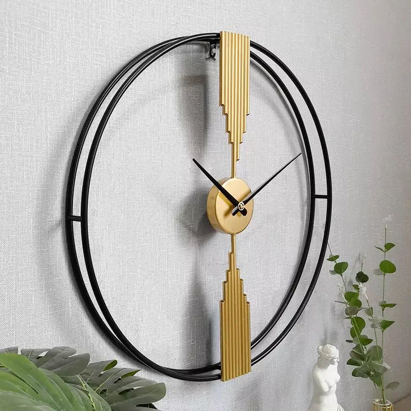 Gold & Black Metal Wall Clock - 24 Inch Vintage Resilient Design for Contemporary Homes