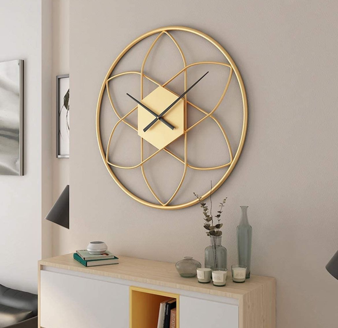 Metal Wall Clock - 24 Inch Vintage Golden Design, Ideal for Home Décor