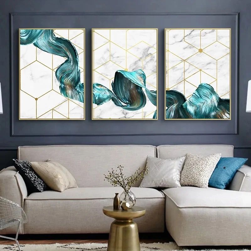 Modern Crystal Painting With Metal Framing For Home Decor [ Pack of 3 ]