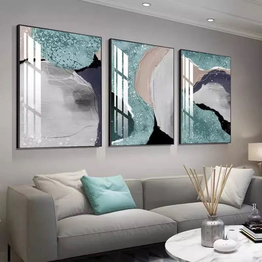 Modern Crystal Painting With Metal Framing For Home Decor [ Pack of 3 ]