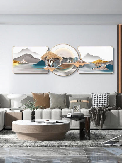 Premium Resin Tree & Deer Wall Decor With Metal Framing