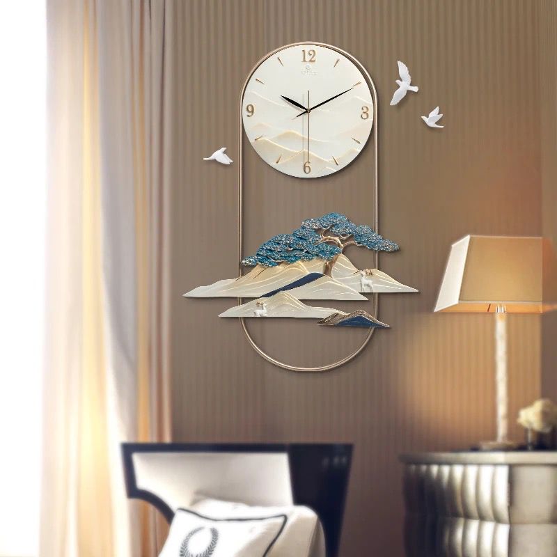 Premium Resin Wall Clock With Metal Frame & Side Birds